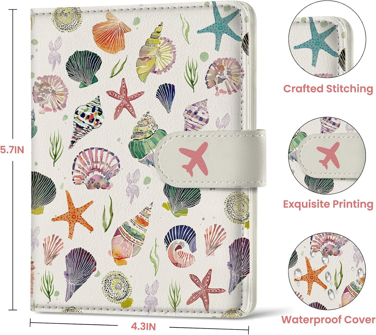 Passport Holder for Travel Essentials, RFID Blocking Leather Cover Wallet with Magnetic Closure, Aesthetic & Cute Passport Book Case for Women and Men - Sunrise (Upgraded with Money Pocket)