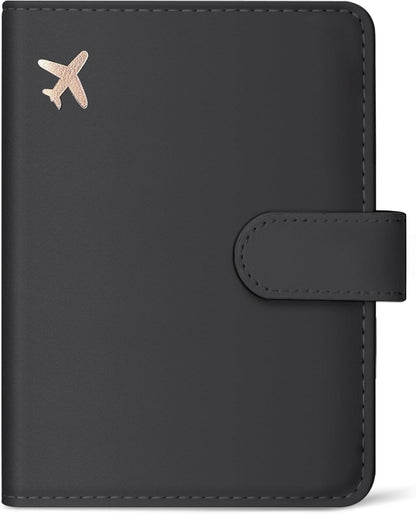 Passport Holder for Travel Essentials, RFID Blocking Leather Cover Wallet with Magnetic Closure, Aesthetic & Cute Passport Book Case for Women and Men - Sunrise (Upgraded with Money Pocket)