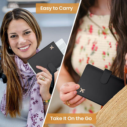 Passport Holder for Travel Essentials, RFID Blocking Leather Cover Wallet with Magnetic Closure, Aesthetic & Cute Passport Book Case for Women and Men - Sunrise (Upgraded with Money Pocket)
