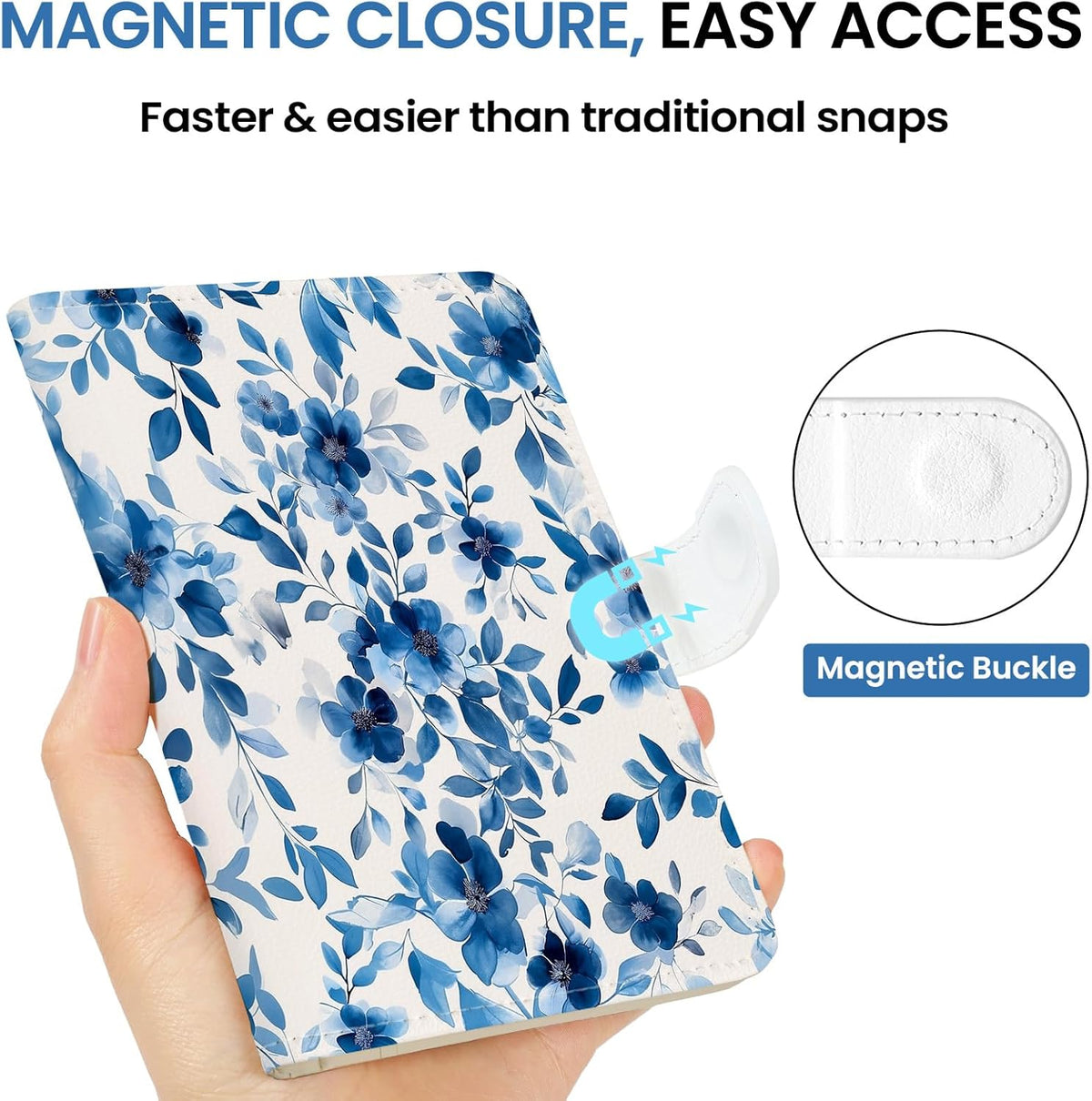 Passport Holder for Travel Essentials, RFID Blocking Leather Cover Wallet with Magnetic Closure, Aesthetic & Cute Passport Book Case for Women and Men - Sunrise (Upgraded with Money Pocket)