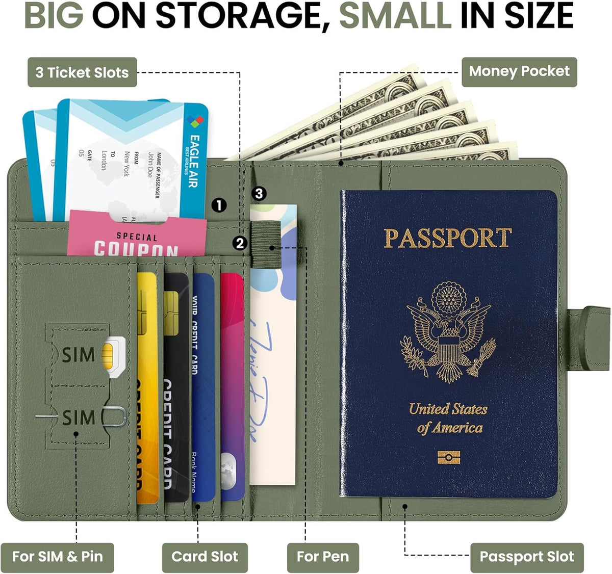 Passport Holder for Travel Essentials, RFID Blocking Leather Cover Wallet with Magnetic Closure, Aesthetic & Cute Passport Book Case for Women and Men - Sunrise (Upgraded with Money Pocket)
