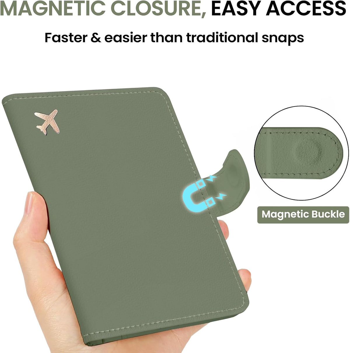 Passport Holder for Travel Essentials, RFID Blocking Leather Cover Wallet with Magnetic Closure, Aesthetic & Cute Passport Book Case for Women and Men - Sunrise (Upgraded with Money Pocket)