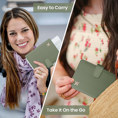 Passport Holder for Travel Essentials, RFID Blocking Leather Cover Wallet with Magnetic Closure, Aesthetic & Cute Passport Book Case for Women and Men - Sunrise (Upgraded with Money Pocket)