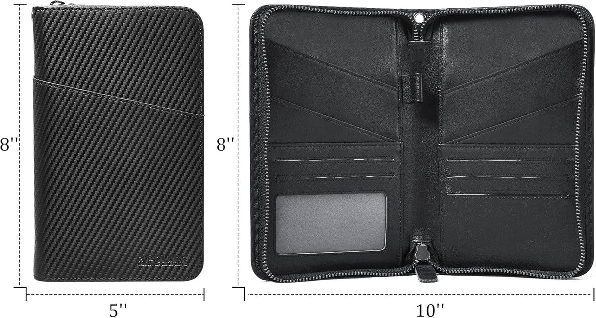 Polare Full Grain Leather Passport Holder Cover Case for Men and Women RFID Blocking Family Travel Wallet Holds 6 Passports (Coffee)