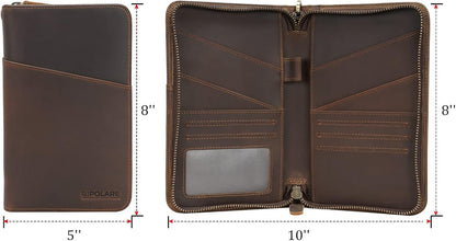 Polare Full Grain Leather Passport Holder Cover Case for Men and Women RFID Blocking Family Travel Wallet Holds 6 Passports (Coffee)