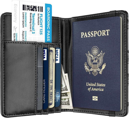 Passport Holder Cover, RFID Travel Wallet Women Card Holder | Travel Essentials, Passport Book Holders, Passport Cover Case, PU Leather, Cute, Thin, Spliced Design, Green Flower - Colors A