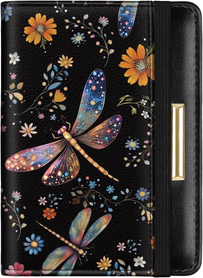 Passport Holder Cover, RFID Travel Wallet Women Card Holder | Travel Essentials, Passport Book Holders, Passport Cover Case, PU Leather, Cute, Thin, Spliced Design, Green Flower - Colors A