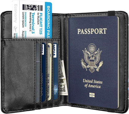 Passport Holder Cover, RFID Travel Wallet Women Card Holder | Travel Essentials, Passport Book Holders, Passport Cover Case, PU Leather, Cute, Thin, Spliced Design, Green Flower - Colors A