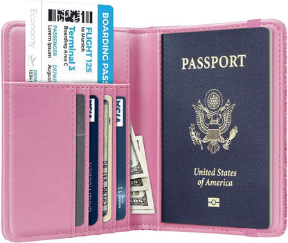 Passport Holder Cover, RFID Travel Wallet Women Card Holder | Travel Essentials, Passport Book Holders, Passport Cover Case, PU Leather, Cute, Thin, Spliced Design, Green Flower - Colors A