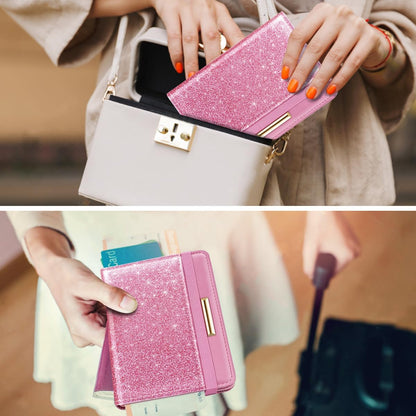Passport Holder Cover, RFID Travel Wallet Women Card Holder | Travel Essentials, Passport Book Holders, Passport Cover Case, PU Leather, Cute, Thin, Spliced Design, Green Flower - Colors A