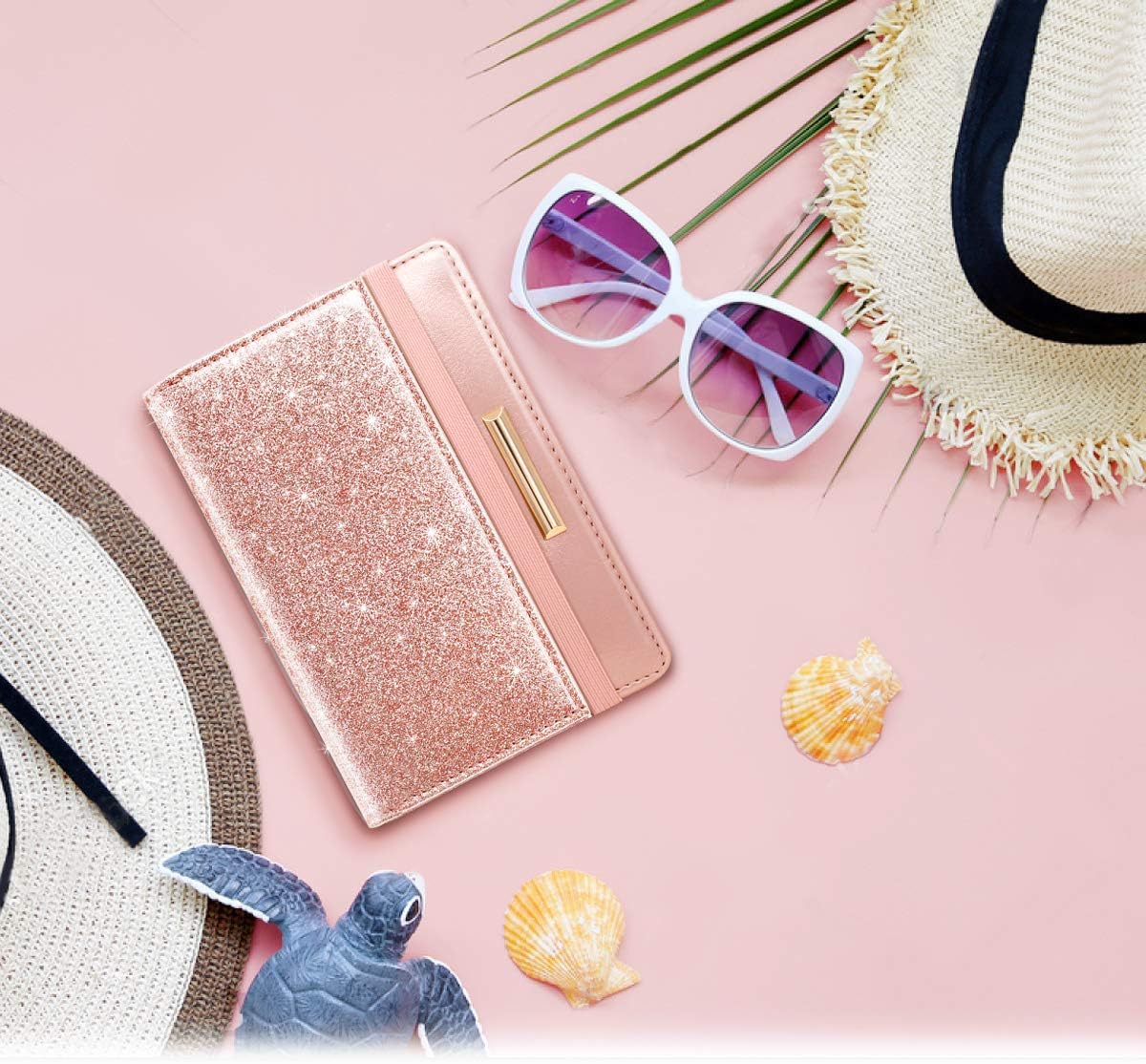 Passport Holder Cover, RFID Travel Wallet Women Card Holder | Travel Essentials, Passport Book Holders, Passport Cover Case, PU Leather, Cute, Thin, Spliced Design, Green Flower - Colors A