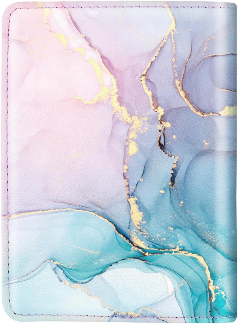 Passport Holder Cover, RFID Travel Wallet Women Card Holder | Travel Essentials, Passport Book Holders, Passport Cover Case, PU Leather, Cute, Thin, Spliced Design, Green Flower - Colors A