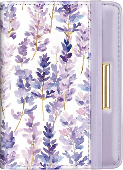 Passport Holder Cover, RFID Travel Wallet Women Card Holder | Travel Essentials, Passport Book Holders, Passport Cover Case, PU Leather, Cute, Thin, Spliced Design, Green Flower - Colors A