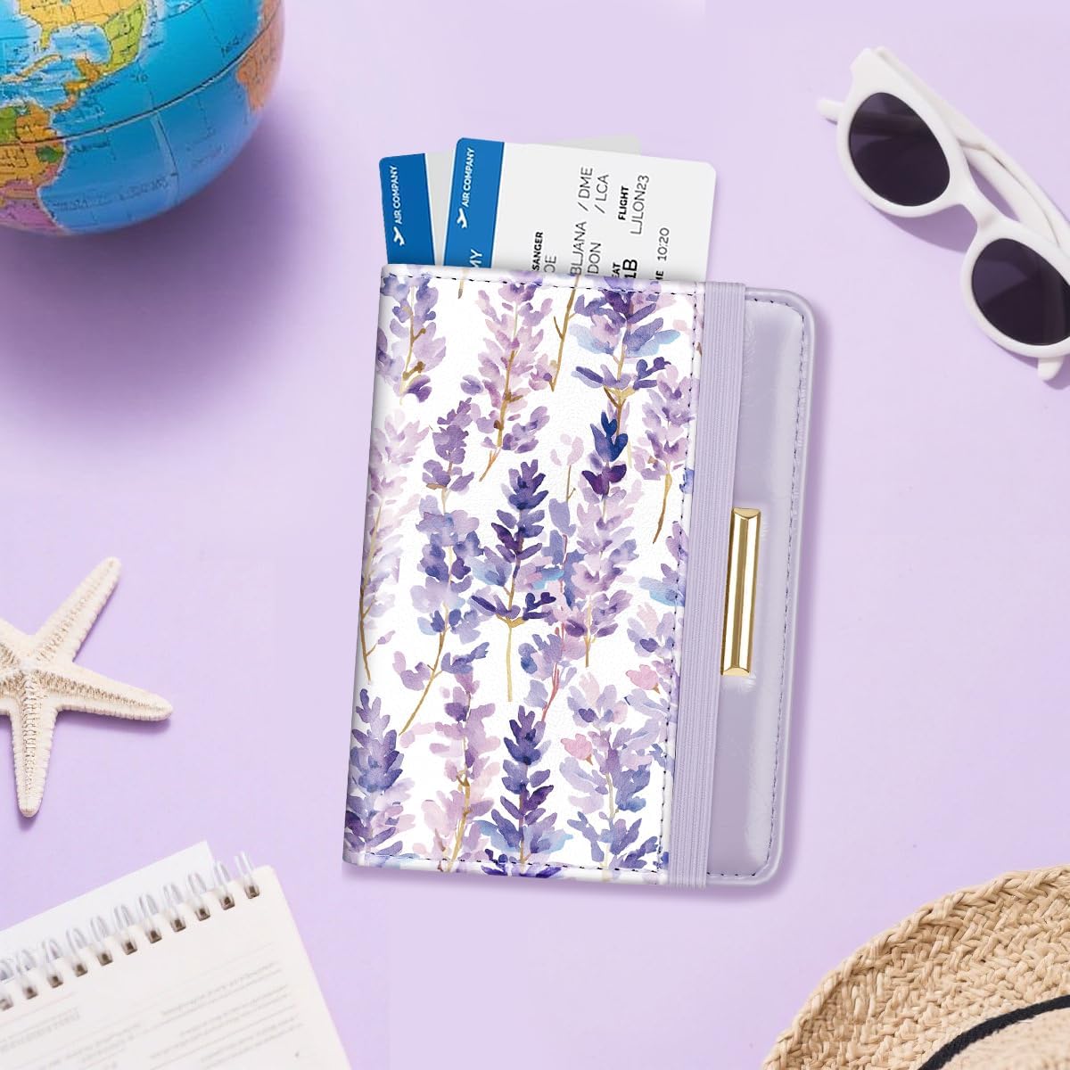 Passport Holder Cover, RFID Travel Wallet Women Card Holder | Travel Essentials, Passport Book Holders, Passport Cover Case, PU Leather, Cute, Thin, Spliced Design, Green Flower - Colors A