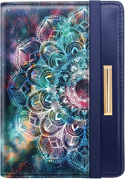 Passport Holder Cover, RFID Travel Wallet Women Card Holder | Travel Essentials, Passport Book Holders, Passport Cover Case, PU Leather, Cute, Thin, Spliced Design, Green Flower - Colors A