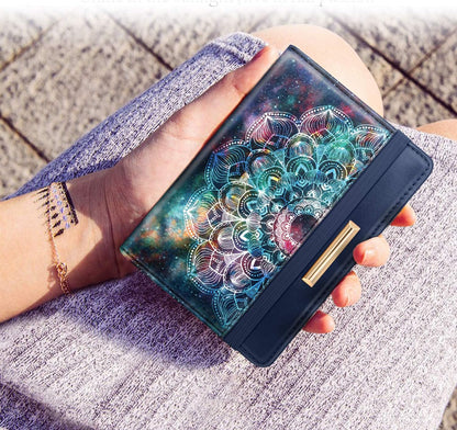 Passport Holder Cover, RFID Travel Wallet Women Card Holder | Travel Essentials, Passport Book Holders, Passport Cover Case, PU Leather, Cute, Thin, Spliced Design, Green Flower - Colors A