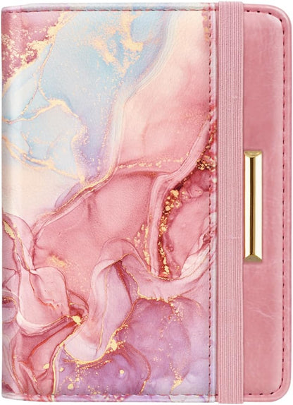 Passport Holder Cover, RFID Travel Wallet Women Card Holder | Travel Essentials, Passport Book Holders, Passport Cover Case, PU Leather, Cute, Thin, Spliced Design, Green Flower - Colors A
