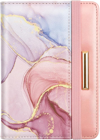Passport Holder Cover, RFID Travel Wallet Women Card Holder | Travel Essentials, Passport Book Holders, Passport Cover Case, PU Leather, Cute, Thin, Spliced Design, Green Flower - Colors A