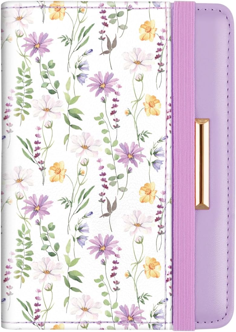 Passport Holder Cover, RFID Travel Wallet Women Card Holder | Travel Essentials, Passport Book Holders, Passport Cover Case, PU Leather, Cute, Thin, Spliced Design, Green Flower - Colors A