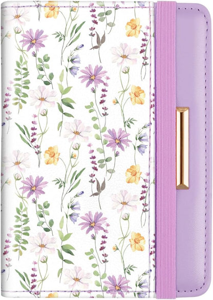 Passport Holder Cover, RFID Travel Wallet Women Card Holder | Travel Essentials, Passport Book Holders, Passport Cover Case, PU Leather, Cute, Thin, Spliced Design, Green Flower - Colors A
