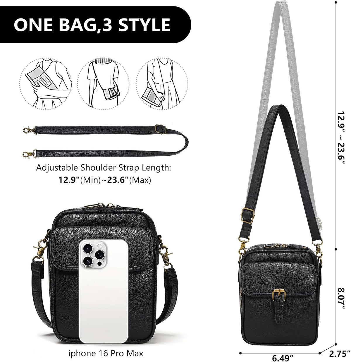 Small Crossbody Bags for Women Vegan Leather Messenger Purses, Vintage Wallet Anti Theft Shoulder Handbags with Card Slots