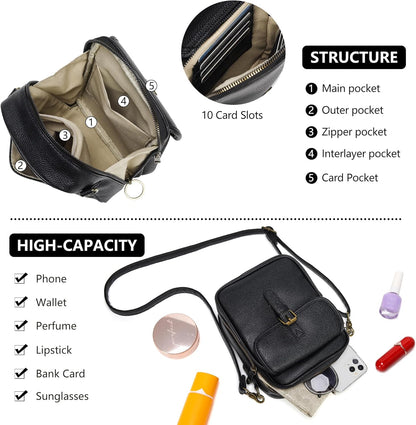 Small Crossbody Bags for Women Vegan Leather Messenger Purses, Vintage Wallet Anti Theft Shoulder Handbags with Card Slots