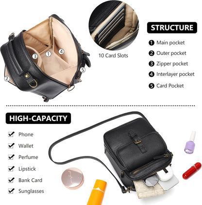 Small Crossbody Bags for Women Vegan Leather Messenger Purses, Vintage Wallet Anti Theft Shoulder Handbags with Card Slots