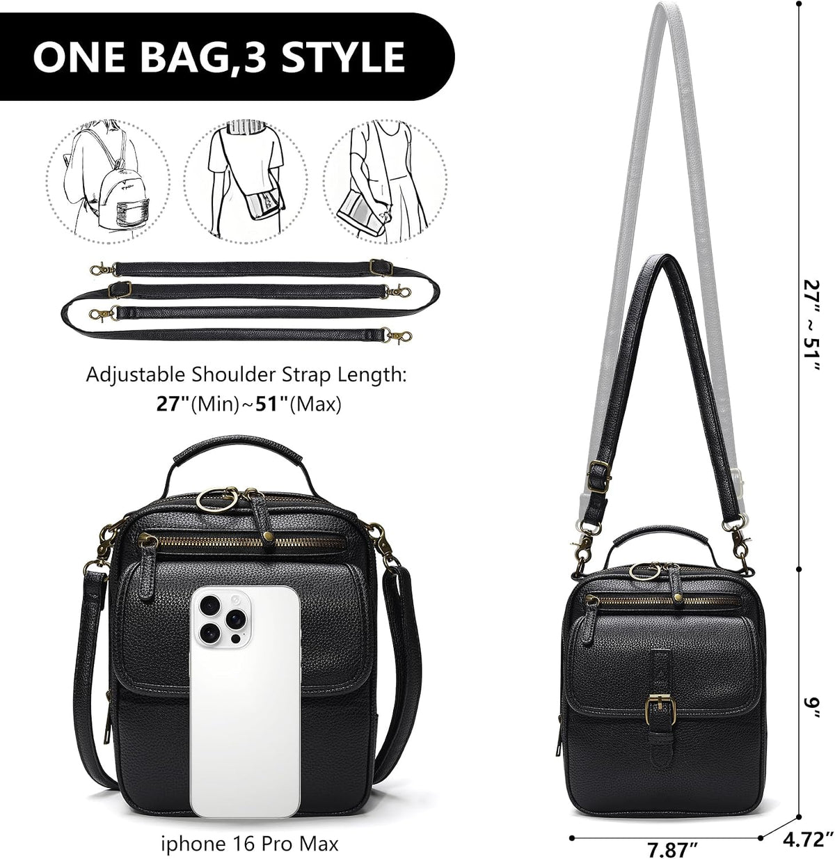 Small Crossbody Bags for Women Vegan Leather Messenger Purses, Vintage Wallet Anti Theft Shoulder Handbags with Card Slots