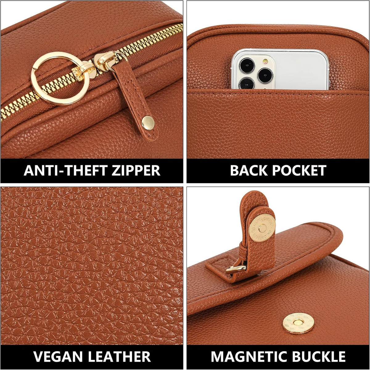 Small Crossbody Bags for Women Vegan Leather Messenger Purses, Vintage Wallet Anti Theft Shoulder Handbags with Card Slots