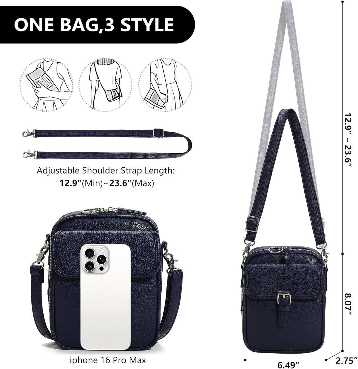 Small Crossbody Bags for Women Vegan Leather Messenger Purses, Vintage Wallet Anti Theft Shoulder Handbags with Card Slots