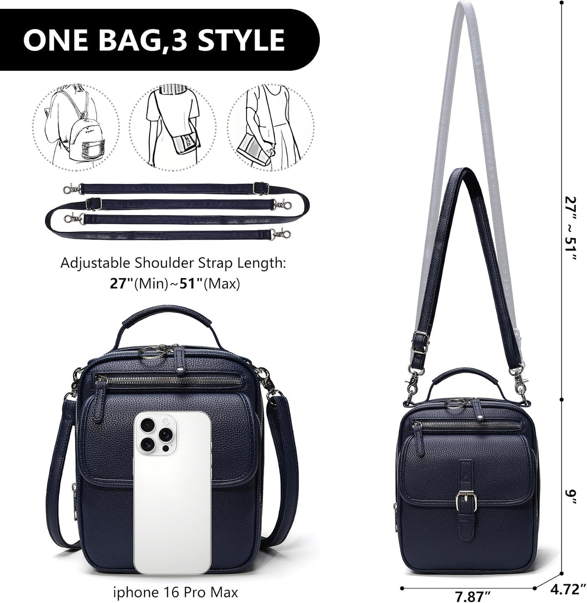 Small Crossbody Bags for Women Vegan Leather Messenger Purses, Vintage Wallet Anti Theft Shoulder Handbags with Card Slots