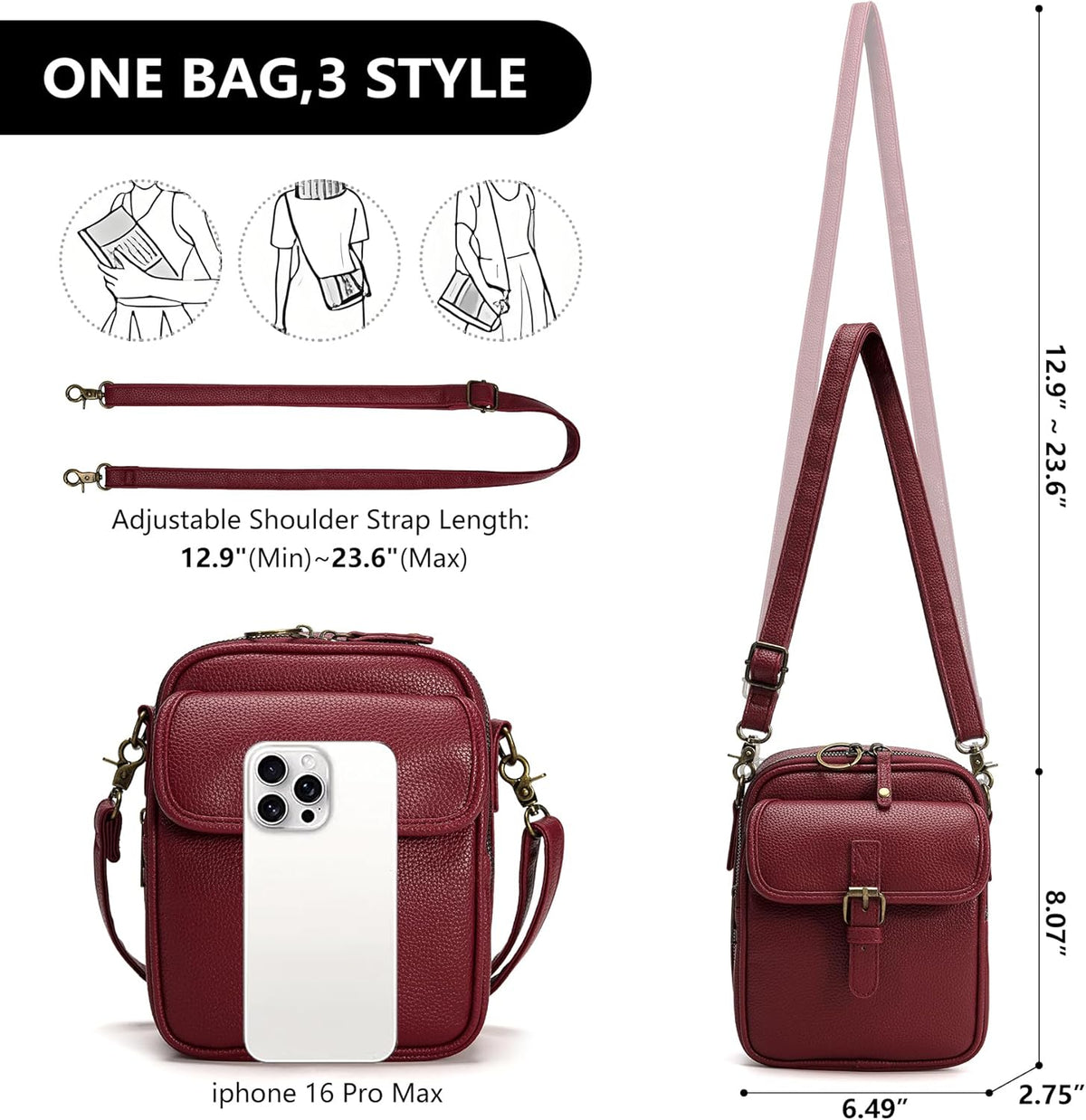 Small Crossbody Bags for Women Vegan Leather Messenger Purses, Vintage Wallet Anti Theft Shoulder Handbags with Card Slots