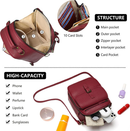 Small Crossbody Bags for Women Vegan Leather Messenger Purses, Vintage Wallet Anti Theft Shoulder Handbags with Card Slots