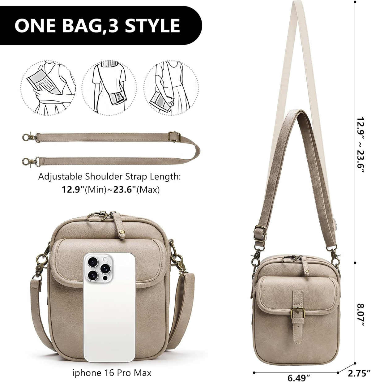 Small Crossbody Bags for Women Vegan Leather Messenger Purses, Vintage Wallet Anti Theft Shoulder Handbags with Card Slots