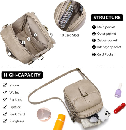 Small Crossbody Bags for Women Vegan Leather Messenger Purses, Vintage Wallet Anti Theft Shoulder Handbags with Card Slots