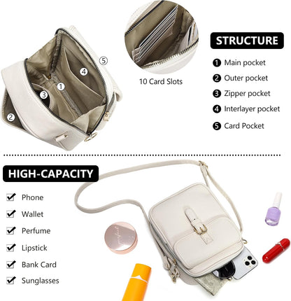 Small Crossbody Bags for Women Vegan Leather Messenger Purses, Vintage Wallet Anti Theft Shoulder Handbags with Card Slots