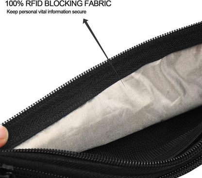 Money Belt for Men & Women Travel Hidden Wallet Secure RFID Blocking Waterproof Pouch for Passport, Cards, Cash& Phone Adjustable& Wearable Slim Waist Bag Under Clothes