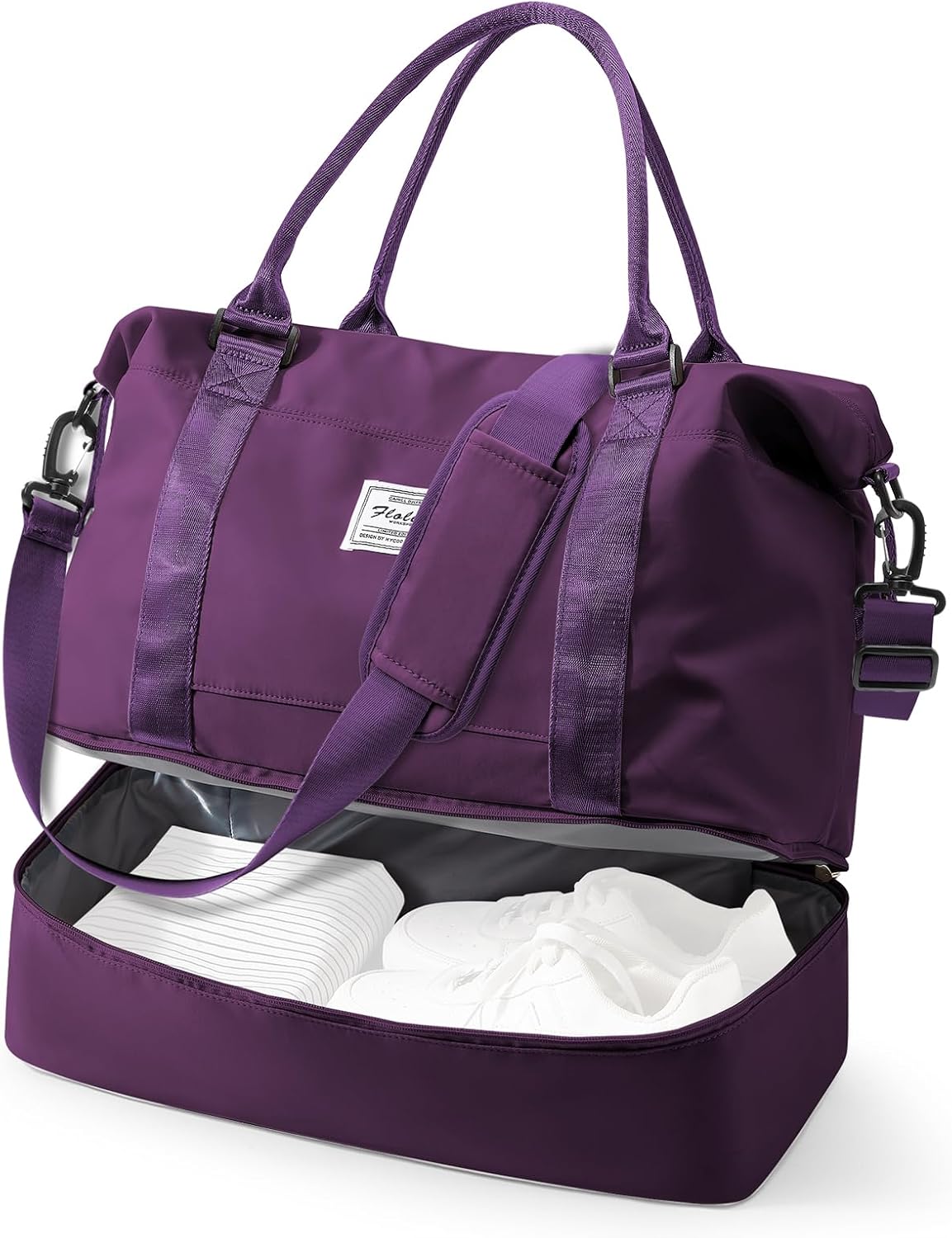 Travel Duffel Bag, 18x14x8 Inches Travel Bag Spirit with Shoes Compartment, Weekender Overnight Bag for Women with Trolley Sleeve, Carry On Bag for Airplanes Sport Tote Gym Bag Black - Colors A
