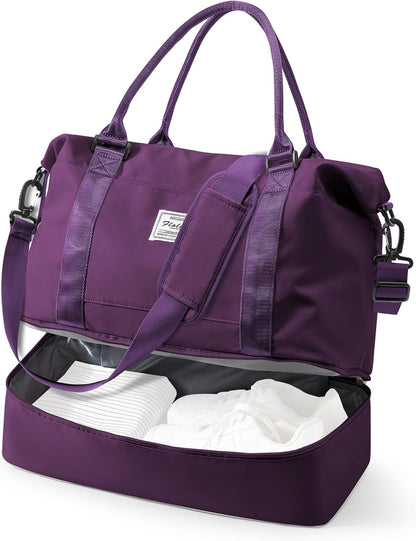 Travel Duffel Bag, 18x14x8 Inches Travel Bag Spirit with Shoes Compartment, Weekender Overnight Bag for Women with Trolley Sleeve, Carry On Bag for Airplanes Sport Tote Gym Bag Black - Colors A