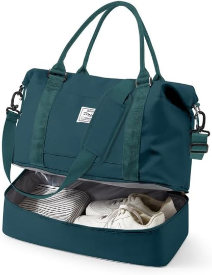 Travel Duffel Bag, 18x14x8 Inches Travel Bag Spirit with Shoes Compartment, Weekender Overnight Bag for Women with Trolley Sleeve, Carry On Bag for Airplanes Sport Tote Gym Bag Black - Colors A