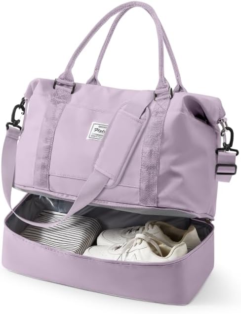 Travel Duffel Bag, 18x14x8 Inches Travel Bag Spirit with Shoes Compartment, Weekender Overnight Bag for Women with Trolley Sleeve, Carry On Bag for Airplanes Sport Tote Gym Bag Black - Colors A