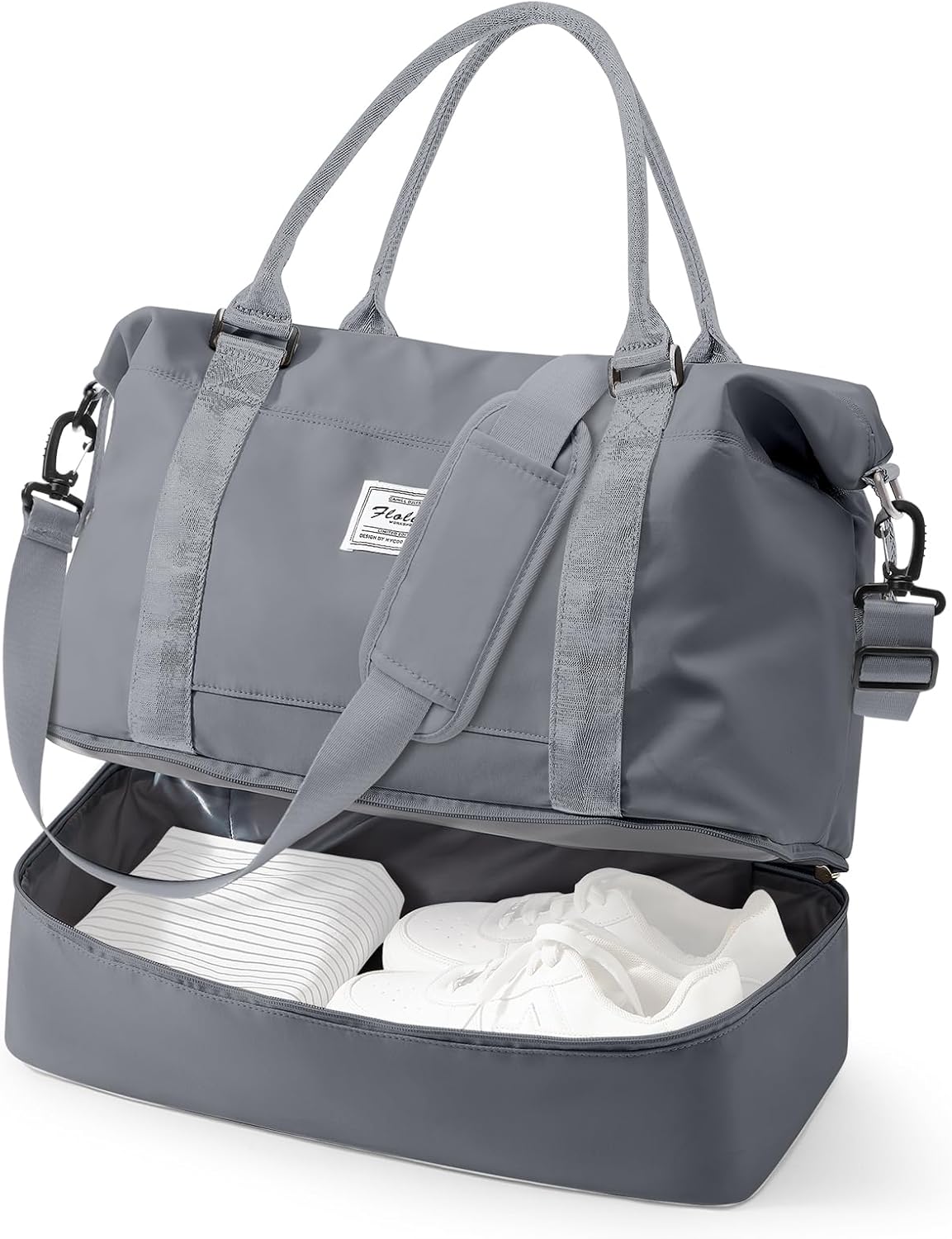 Travel Duffel Bag, 18x14x8 Inches Travel Bag Spirit with Shoes Compartment, Weekender Overnight Bag for Women with Trolley Sleeve, Carry On Bag for Airplanes Sport Tote Gym Bag Black - Colors A