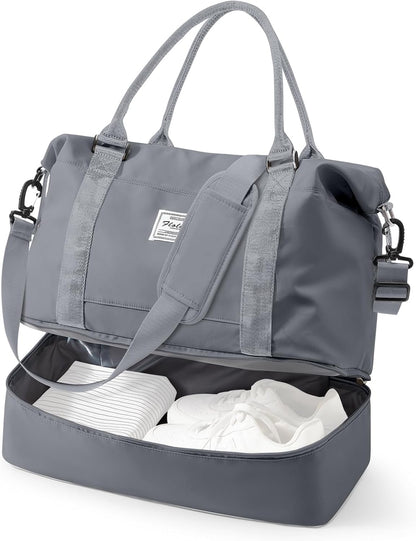 Travel Duffel Bag, 18x14x8 Inches Travel Bag Spirit with Shoes Compartment, Weekender Overnight Bag for Women with Trolley Sleeve, Carry On Bag for Airplanes Sport Tote Gym Bag Black - Colors A