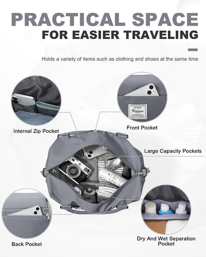 Travel Duffel Bag, 18x14x8 Inches Travel Bag Spirit with Shoes Compartment, Weekender Overnight Bag for Women with Trolley Sleeve, Carry On Bag for Airplanes Sport Tote Gym Bag Black - Colors A