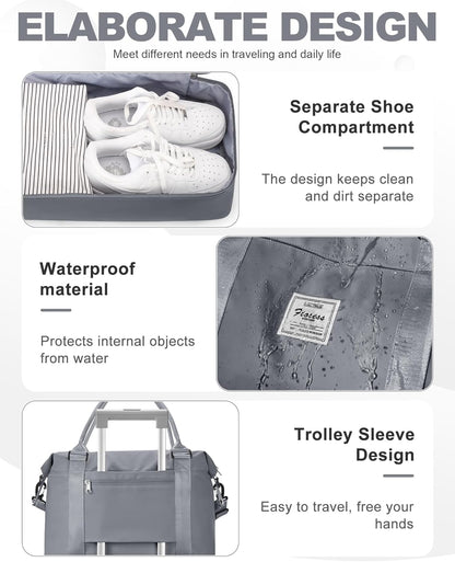 Travel Duffel Bag, 18x14x8 Inches Travel Bag Spirit with Shoes Compartment, Weekender Overnight Bag for Women with Trolley Sleeve, Carry On Bag for Airplanes Sport Tote Gym Bag Black - Colors A