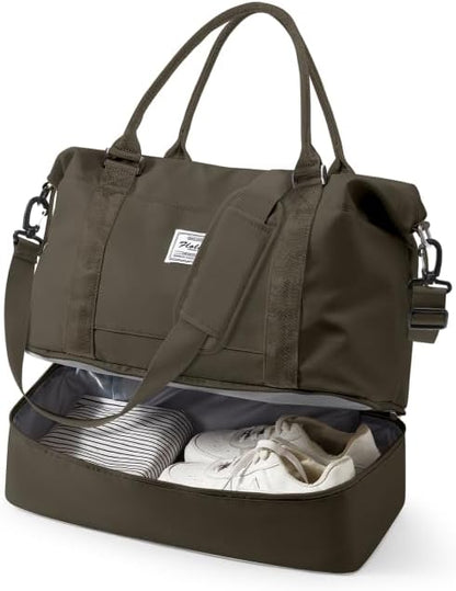 Travel Duffel Bag, 18x14x8 Inches Travel Bag Spirit with Shoes Compartment, Weekender Overnight Bag for Women with Trolley Sleeve, Carry On Bag for Airplanes Sport Tote Gym Bag Black - Colors A