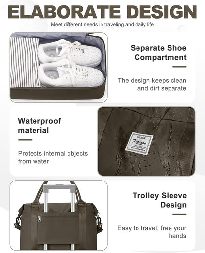 Travel Duffel Bag, 18x14x8 Inches Travel Bag Spirit with Shoes Compartment, Weekender Overnight Bag for Women with Trolley Sleeve, Carry On Bag for Airplanes Sport Tote Gym Bag Black - Colors A
