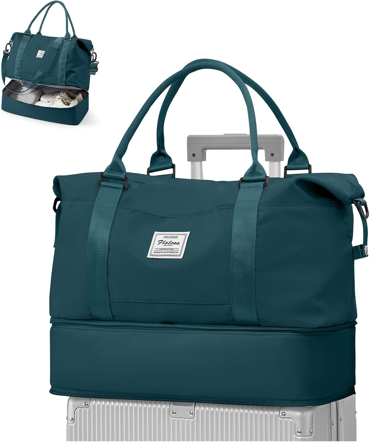 Travel Duffel Bag, 18x14x8 Inches Travel Bag Spirit with Shoes Compartment, Weekender Overnight Bag for Women with Trolley Sleeve, Carry On Bag for Airplanes Sport Tote Gym Bag Black - Colors A