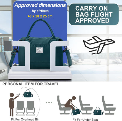 Travel Duffel Bag, 18x14x8 Inches Travel Bag Spirit with Shoes Compartment, Weekender Overnight Bag for Women with Trolley Sleeve, Carry On Bag for Airplanes Sport Tote Gym Bag Black - Colors A