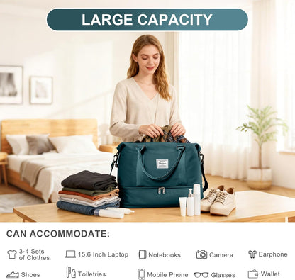 Travel Duffel Bag, 18x14x8 Inches Travel Bag Spirit with Shoes Compartment, Weekender Overnight Bag for Women with Trolley Sleeve, Carry On Bag for Airplanes Sport Tote Gym Bag Black - Colors A